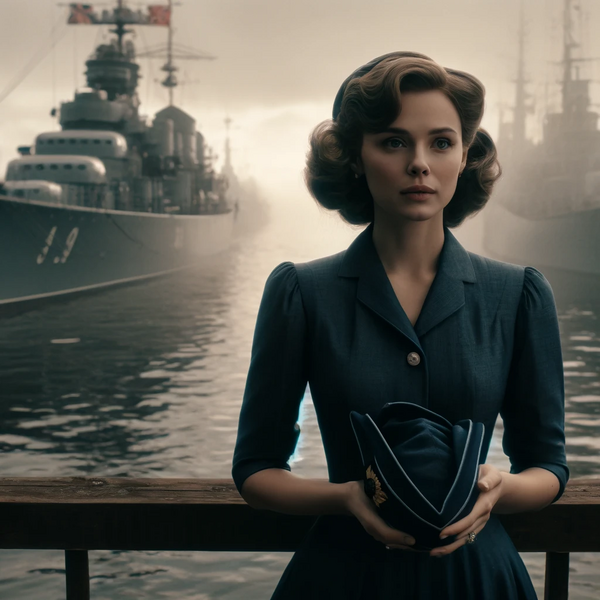 DALL·E 2024-04-15 18.04.54 - A scene in the style of a 35mm film, depicting the wife of a naval commander waiting on the dock for his return from a voyage. The setting is a misty .png
